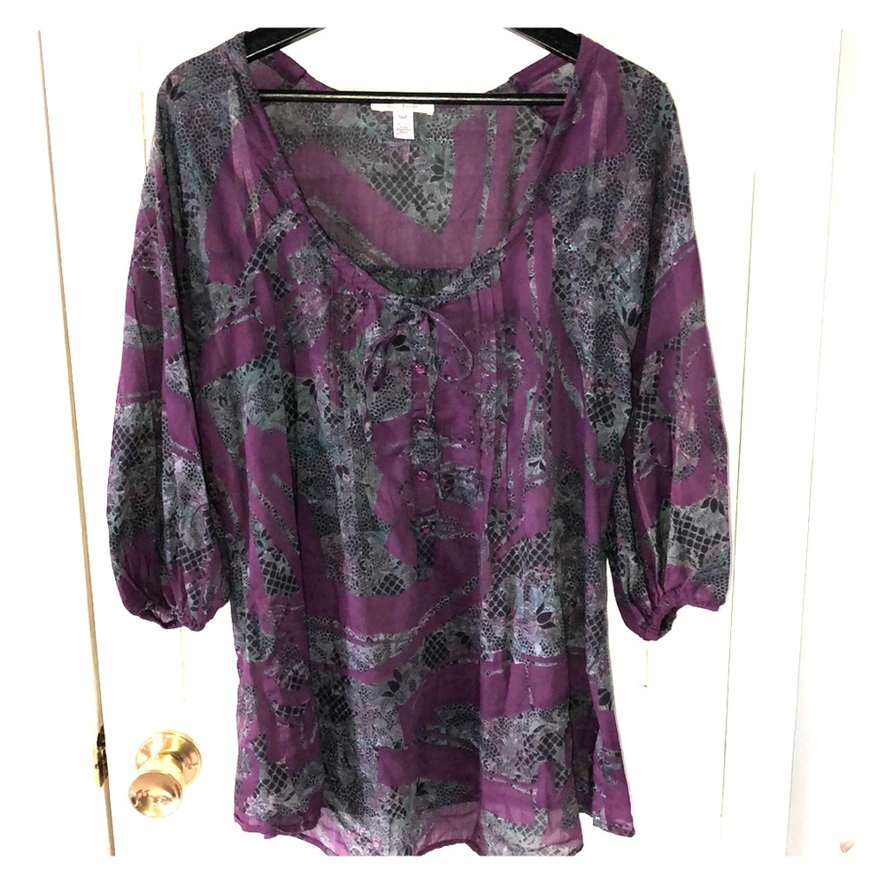 Anthropologie | Trinity Silk Peasant Blouse